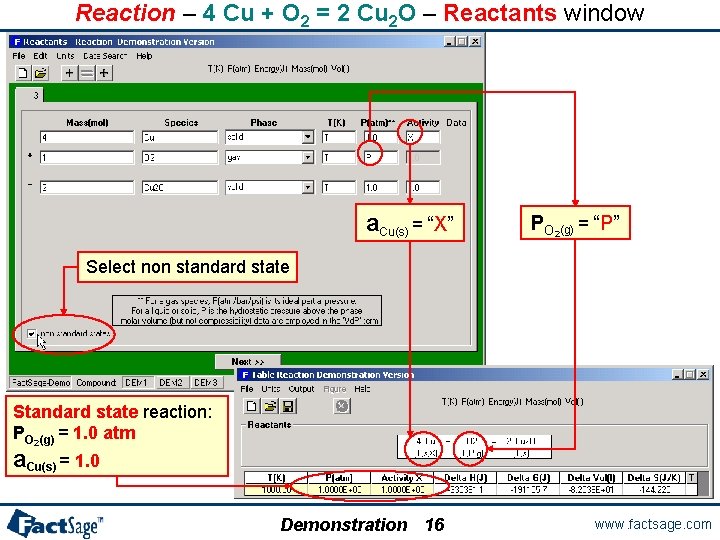 Reaction – 4 Cu + O 2 = 2 Cu 2 O – Reactants