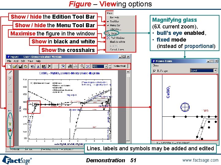 Figure – Viewing options Show / hide the Edition Tool Bar Show / hide
