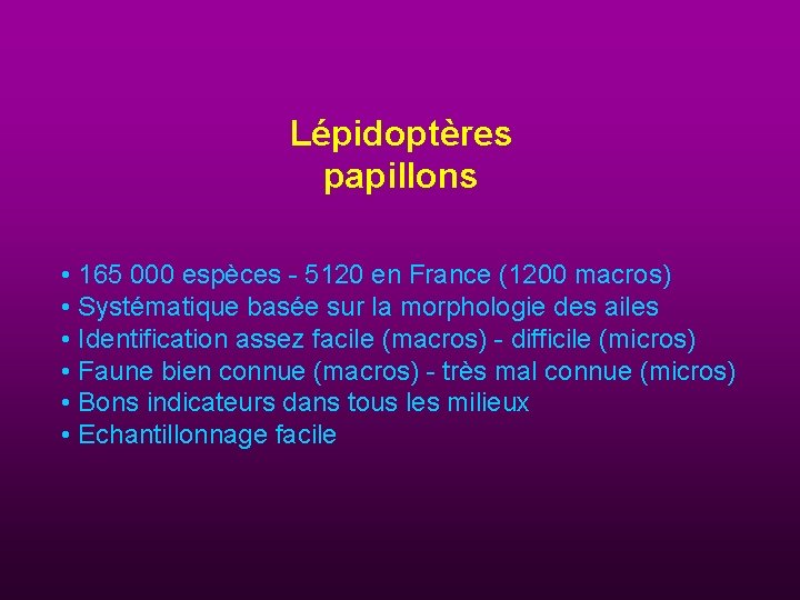 Lépidoptères papillons • 165 000 espèces - 5120 en France (1200 macros) • Systématique