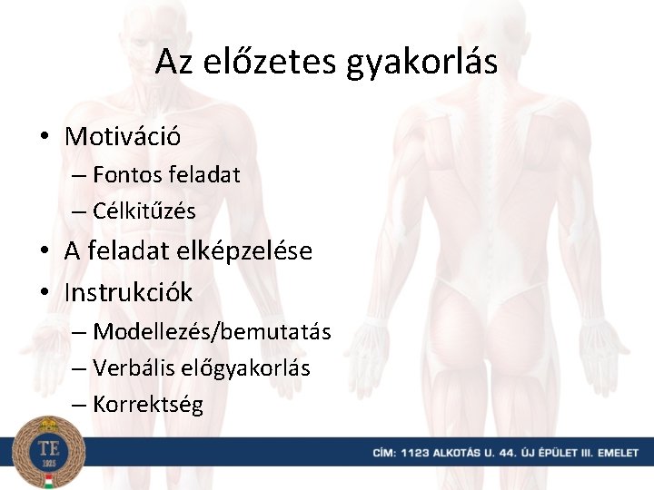 Az előzetes gyakorlás • Motiváció – Fontos feladat – Célkitűzés • A feladat elképzelése