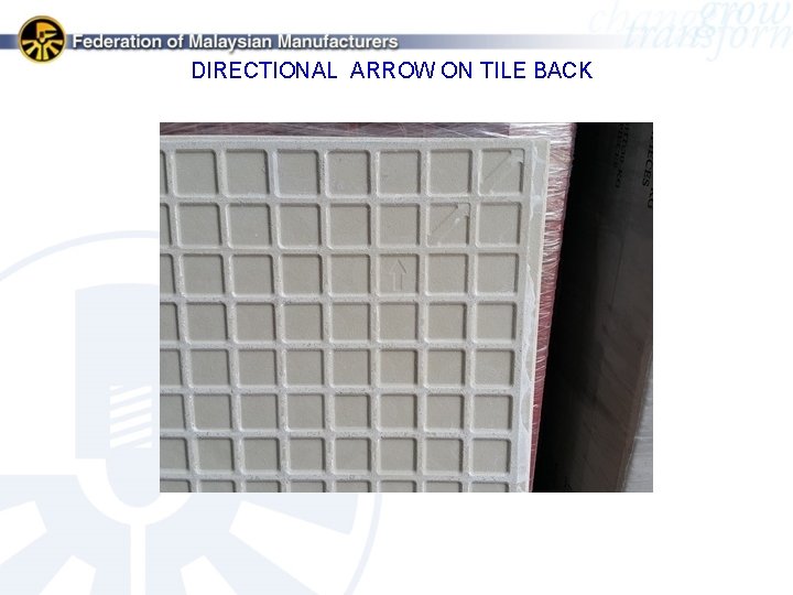DIRECTIONAL ARROW ON TILE BACK 