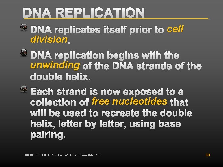 DNA REPLICATION DNA replicates itself prior to cell division. DNA replication begins with the DNA REPLICATION DNA replicates itself prior to cell division. DNA replication begins with the
