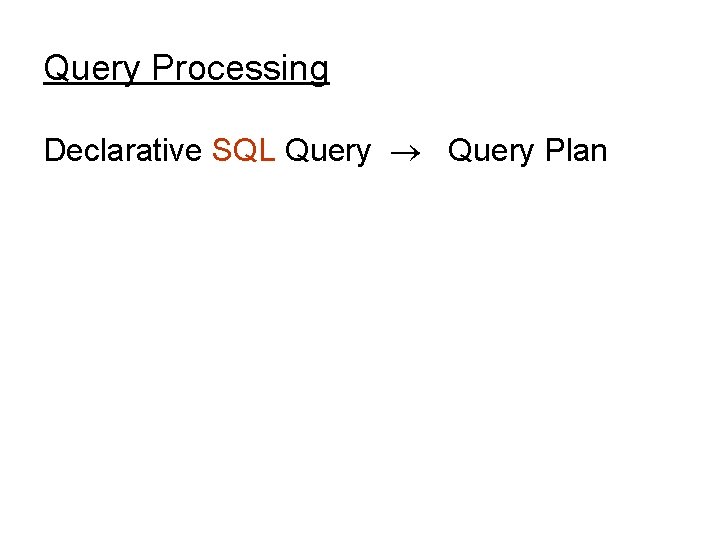 Query Processing Declarative SQL Query Plan 