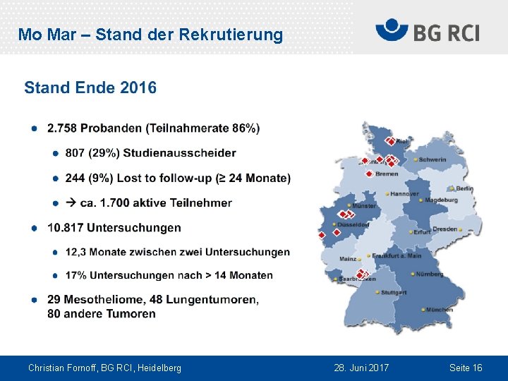 Mo Mar – Stand der Rekrutierung Christian Fornoff, BG RCI, Heidelberg 28. Juni 2017