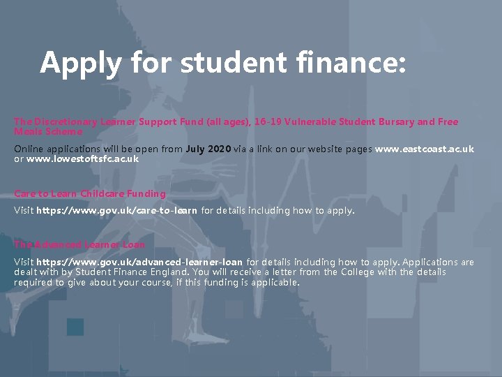 Apply for student finance: The Discretionary Learner Support Fund (all ages), 16 -19 Vulnerable