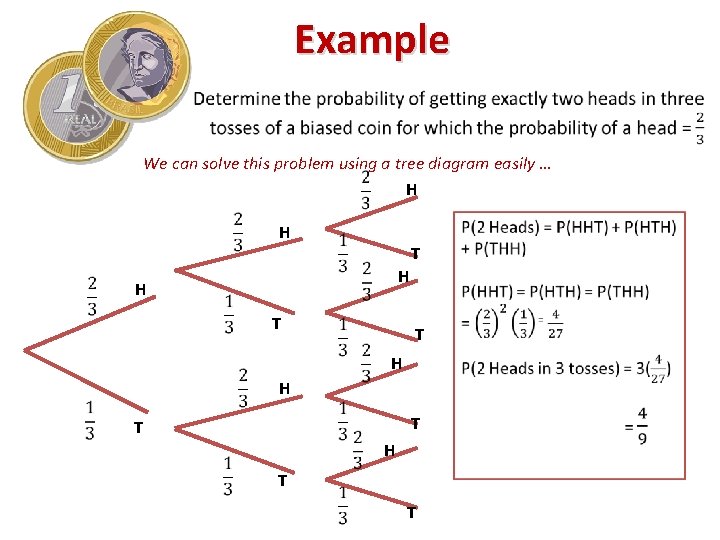 Example We can solve this problem using a tree diagram easily … H H