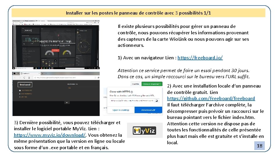 Installer sur les postes le panneau de contrôle avec 3 possibilités 1/1 Il existe