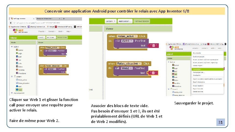 Concevoir une application Android pour contrôler le relais avec App Inventor 6/8 Cliquer sur