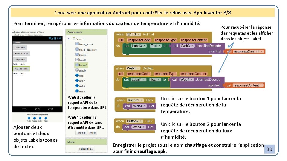 Concevoir une application Android pour contrôler le relais avec App Inventor 8/8 Pour terminer,