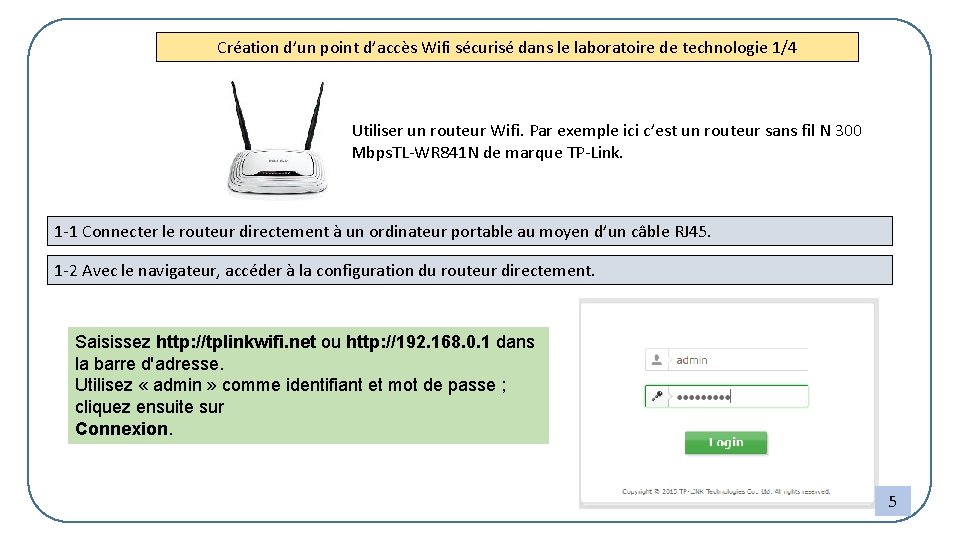 Création d’un point d’accès Wifi sécurisé dans le laboratoire de technologie 1/4 Utiliser un