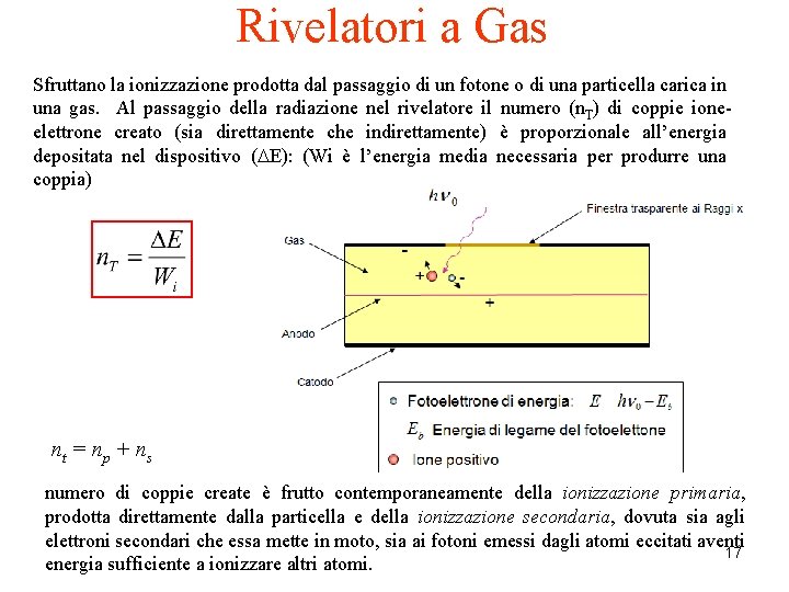 Rivelatori a Gas Sfruttano la ionizzazione prodotta dal passaggio di un fotone o di