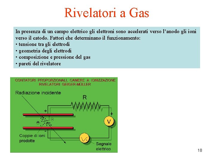 Rivelatori a Gas In presenza di un campo elettrico gli elettroni sono accelerati verso