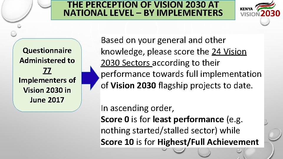 THE PERCEPTION OF VISION 2030 AT NATIONAL LEVEL – BY IMPLEMENTERS Questionnaire Administered to