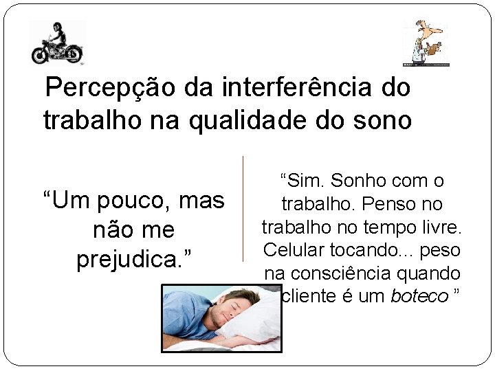 Percepção da interferência do trabalho na qualidade do sono “Um pouco, mas não me Percepção da interferência do trabalho na qualidade do sono “Um pouco, mas não me