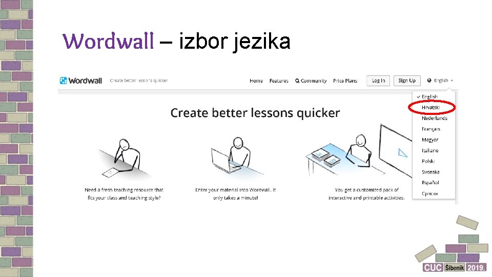 Wordwall – izbor jezika 