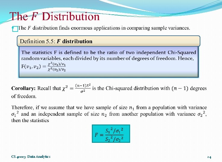  � CS 40003: Data Analytics 24 