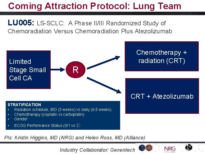 Coming Attraction Protocol: Lung Team LU 005: LS-SCLC: A Phase II/III Randomized Study of