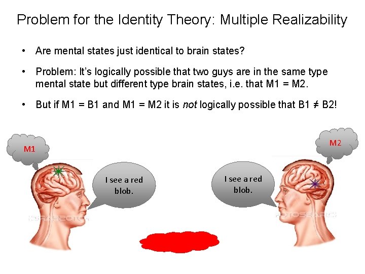 Problem for the Identity Theory: Multiple Realizability • Are mental states just identical to