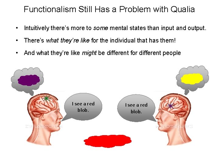 Functionalism Still Has a Problem with Qualia • Intuitively there’s more to some mental