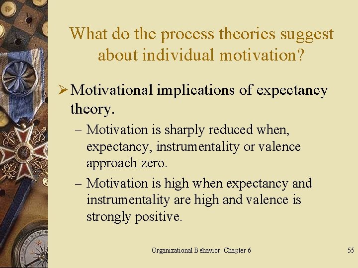 What do the process theories suggest about individual motivation? Ø Motivational implications of expectancy