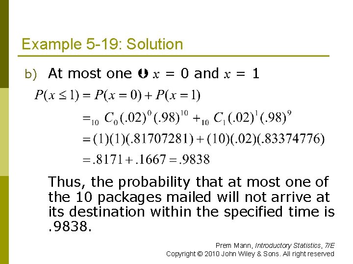 Example 5 -19: Solution b) At most one x = 0 and x =