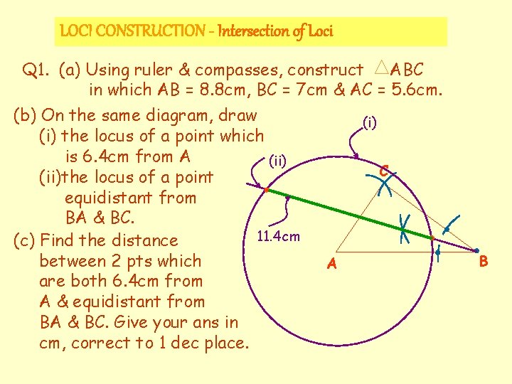 LOCI CONSTRUCTION - Intersection of Loci Q 1. (a) Using ruler & compasses, construct