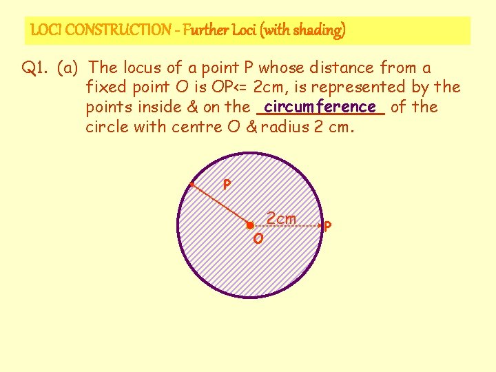 LOCI CONSTRUCTION - Further Loci (with shading) Q 1. (a) The locus of a