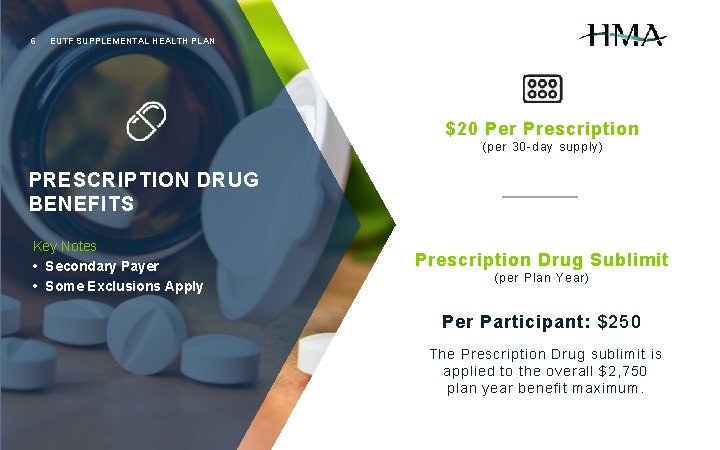 6 EUTF SUPPLEMENTAL HEALTH PLAN $20 Per Prescription (per 30 -day supply) PRESCRIPTION DRUG