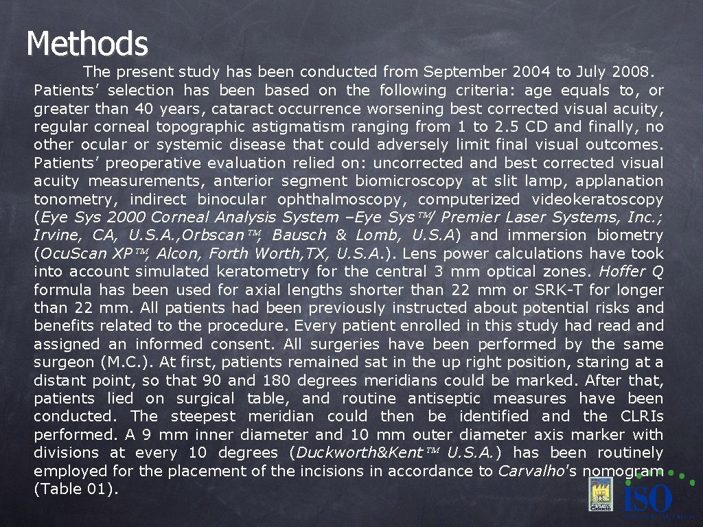 Methods The present study has been conducted from September 2004 to July 2008. Patients’