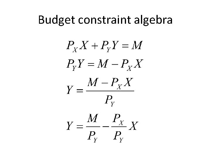 Budget constraint algebra 