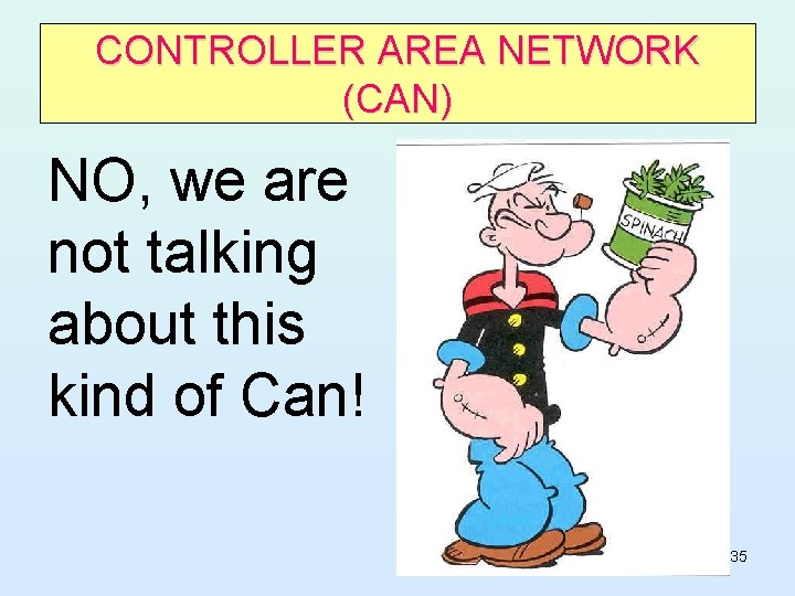 CONTROLLER AREA NETWORK (CAN) NO, we are not talking about this kind of Can!