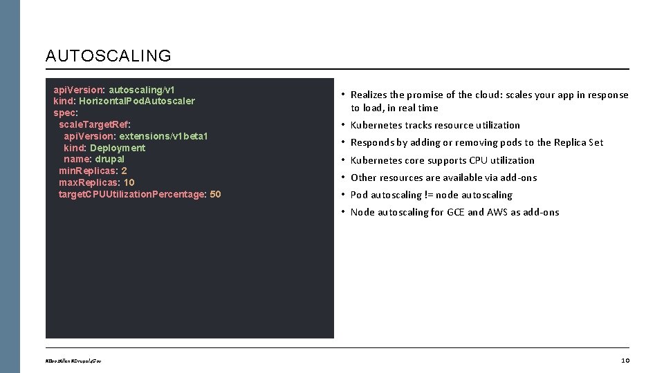 AUTOSCALING api. Version: autoscaling/v 1 kind: Horizontal. Pod. Autoscaler spec: scale. Target. Ref: api.