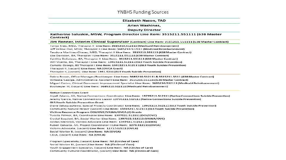 YNBHS Funding Sources 