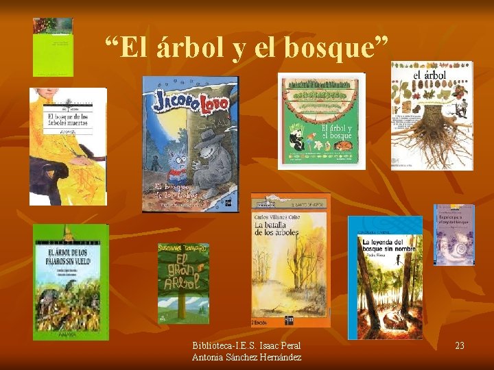 “El árbol y el bosque” Biblioteca-I. E. S. Isaac Peral Antonia Sánchez Hernández 23 “El árbol y el bosque” Biblioteca-I. E. S. Isaac Peral Antonia Sánchez Hernández 23