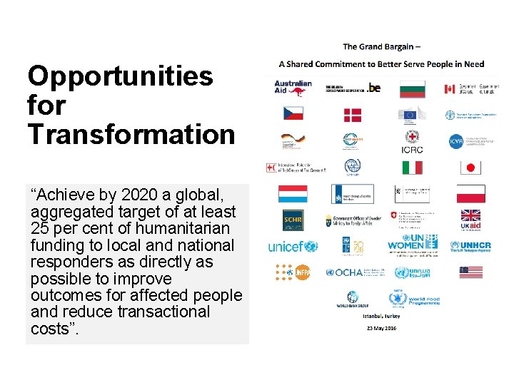 Opportunities for Transformation “Achieve by 2020 a global, aggregated target of at least 25