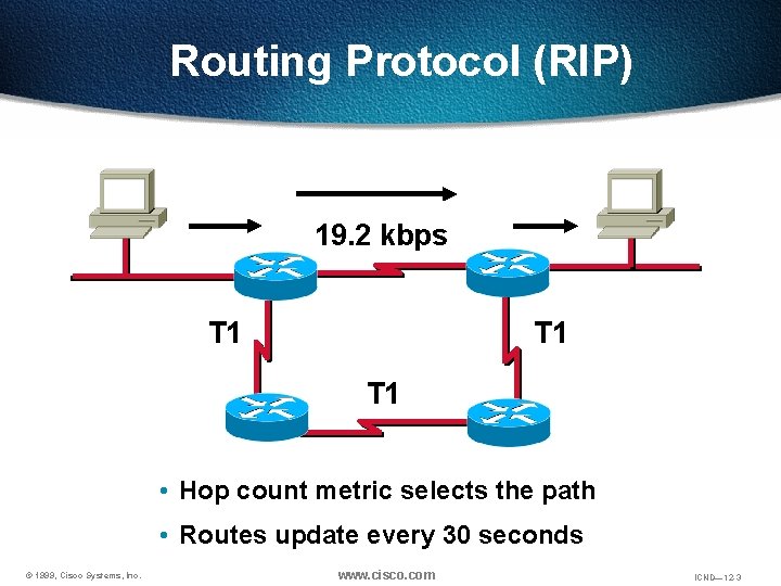 Routing Protocol (RIP) 19. 2 kbps T 1 T 1 • Hop count metric