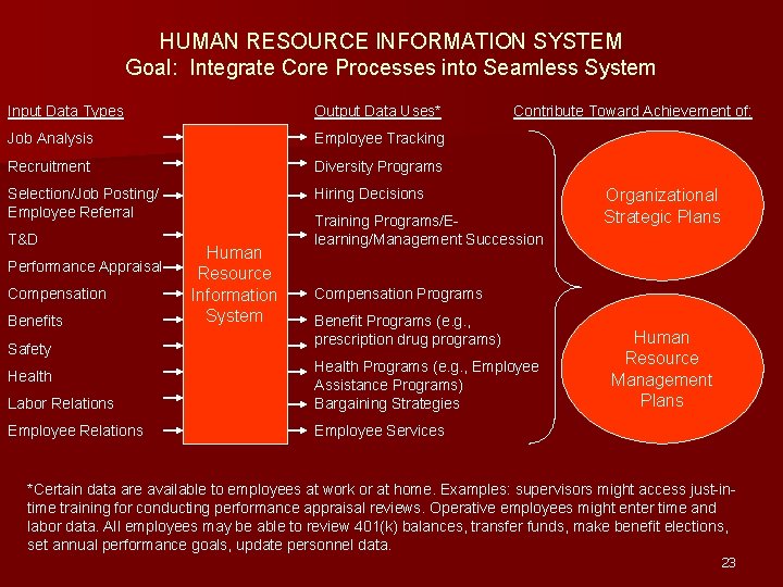 HUMAN RESOURCE INFORMATION SYSTEM Goal: Integrate Core Processes into Seamless System Input Data Types