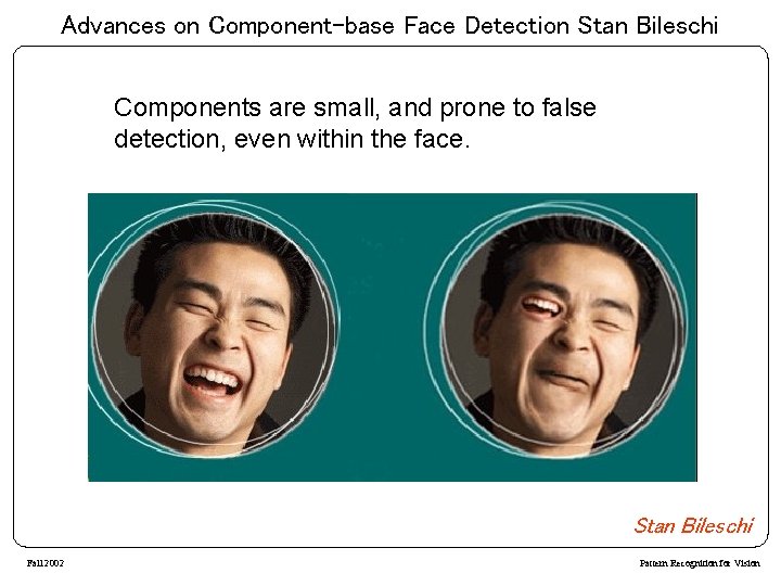 Advances on Component-base Face Detection Stan Bileschi Components are small, and prone to false
