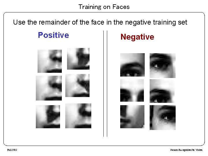 Training on Faces Use the remainder of the face in the negative training set