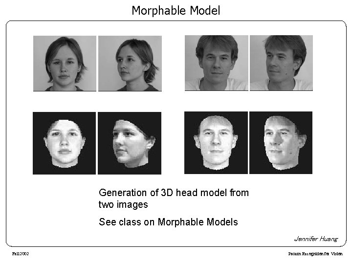 Morphable Model Generation of 3 D head model from two images See class on