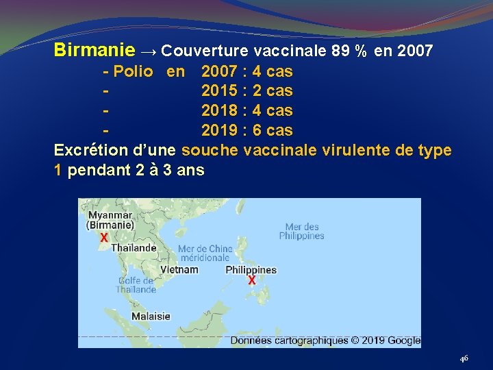 Birmanie → Couverture vaccinale 89 % en 2007 - Polio en 2007 : 4