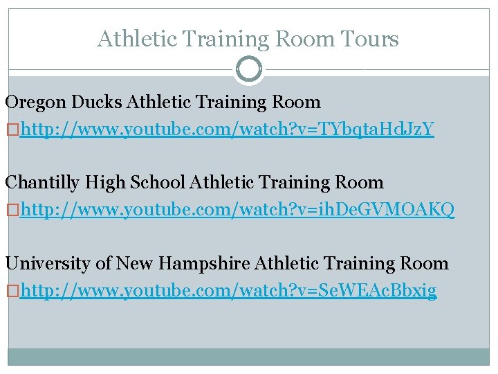 Athletic Training Room Tours Oregon Ducks Athletic Training Room �http: //www. youtube. com/watch? v=TYbqta.