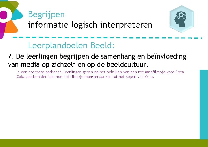 Begrijpen informatie logisch interpreteren Leerplandoelen Beeld: 7. De leerlingen begrijpen de samenhang en beïnvloeding