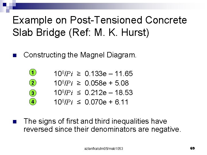 Example on Post-Tensioned Concrete Slab Bridge (Ref: M. K. Hurst) n Constructing the Magnel