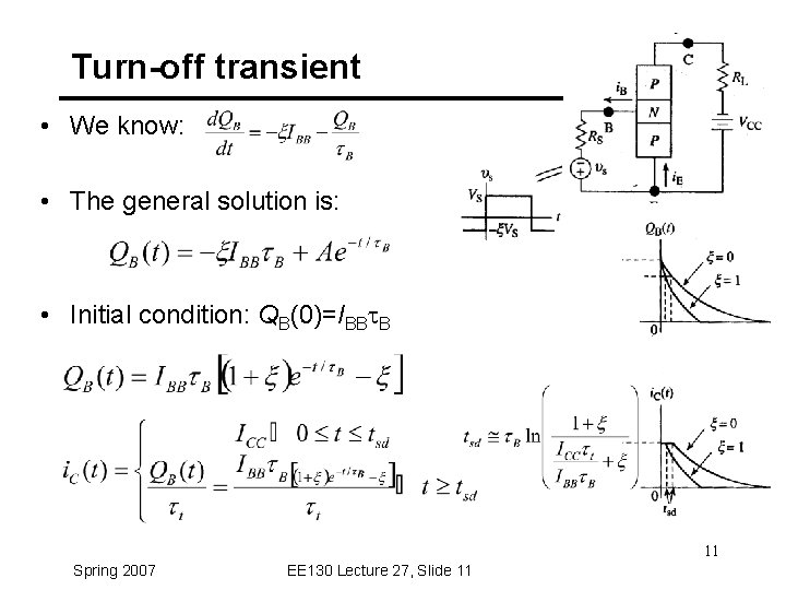 Turn-off transient • We know: • The general solution is: • Initial condition: QB(0)=IBBt.
