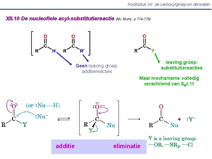 Hoofdstuk XII: de carboxylgroep en derivaten XII. 10 De nucleofiele acyl-substitutiereactie (Mc Murry: p