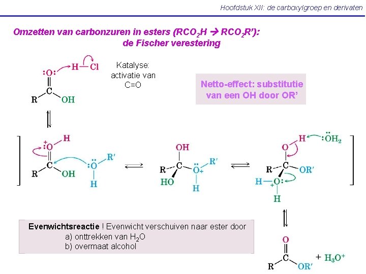Hoofdstuk XII: de carboxylgroep en derivaten Omzetten van carbonzuren in esters (RCO 2 H