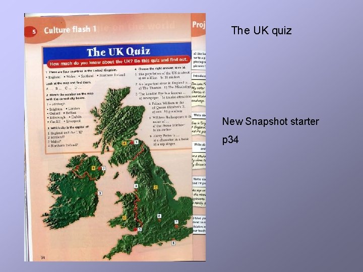 The UK quiz New Snapshot starter p 34 