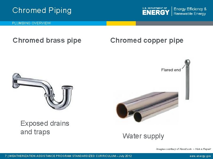 Chromed Piping PLUMBING OVERVIEW Chromed brass pipe Exposed drains and traps Chromed copper pipe