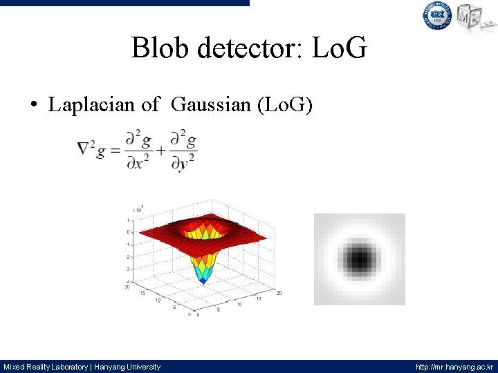 Blob detector: Lo. G • Laplacian of Gaussian (Lo. G) Mixed Reality Laboratory |